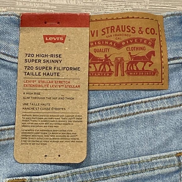 Levi's 720 Jeans Womens 27 x 28 High Rise Super Skinny Light Wash Stretch Denim - Picture 4 of 15